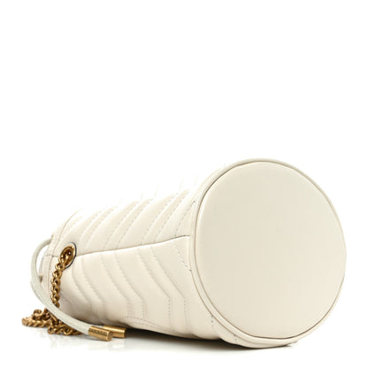 Calfskin Matelasse Mini GG Marmont 2.0 Bucket Bag White