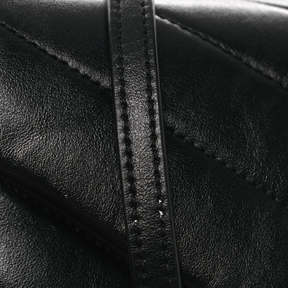 Calfskin Y Quilted Monogram Monochrome Toy Loulou Crossbody Bag Black