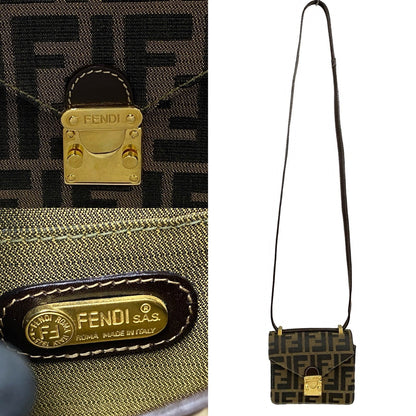 Fendi Zucca Canvas Leather Shoulder Bag