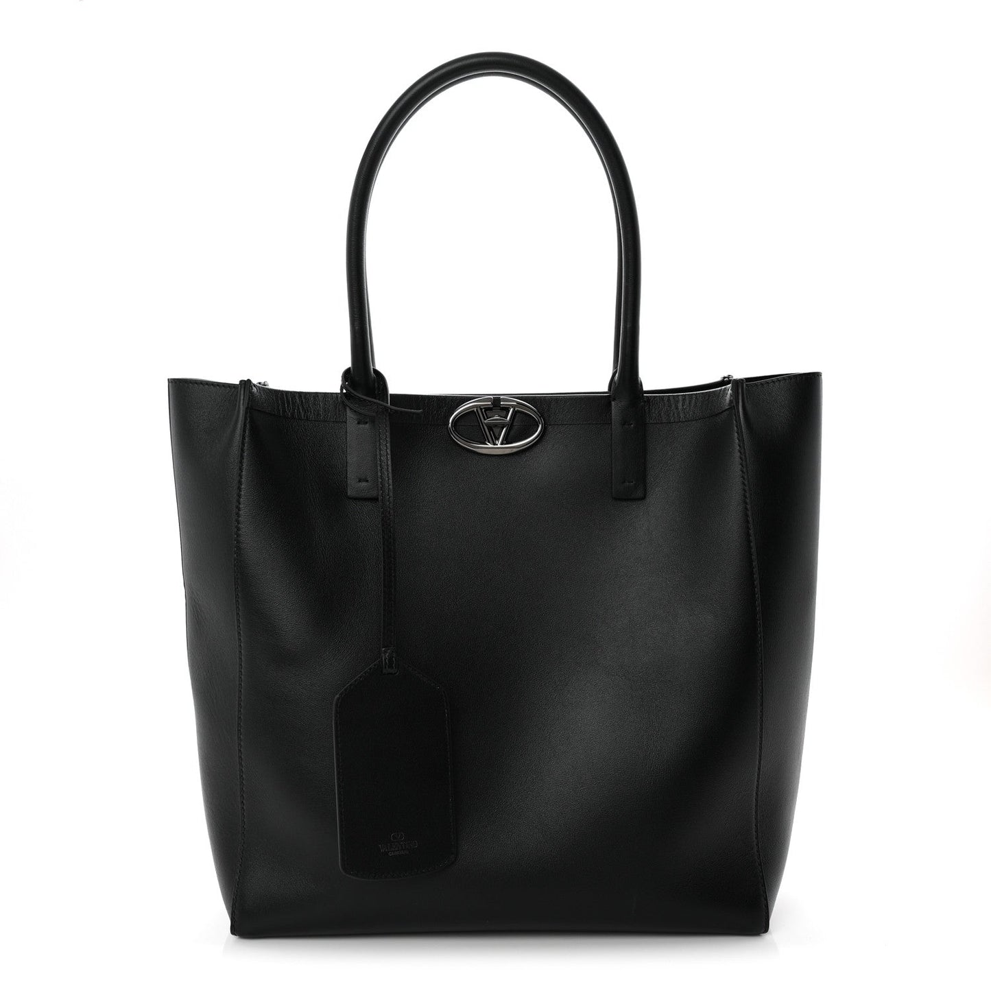 Calfskin Vlogo Medium Locker Tote Black