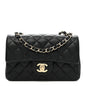 Lambskin Quilted Mini Rectangular Flap Black