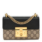 GG Supreme Monogram Calfskin Small Padlock Shoulder Bag Beige Black Cuir