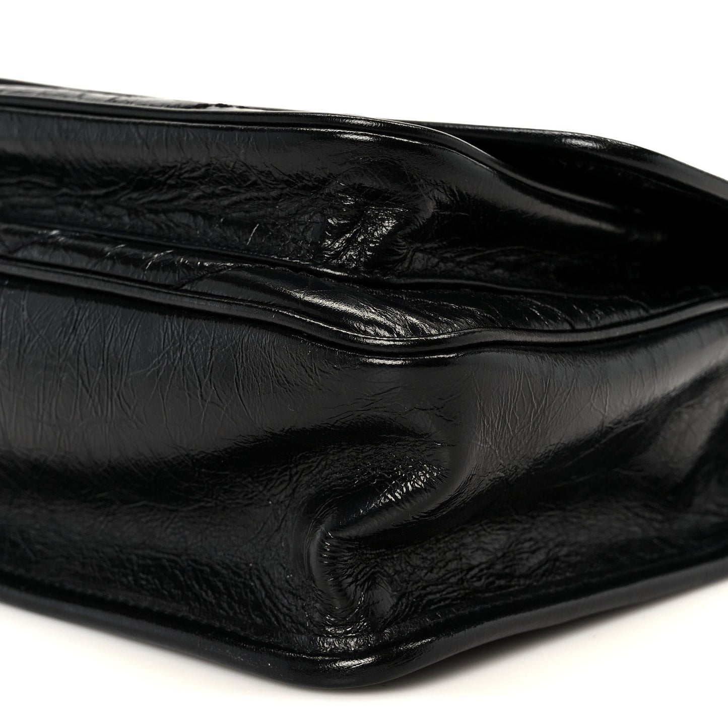 Crinkled Calfskin Matelasse Monogram Baby Niki Chain Satchel Black