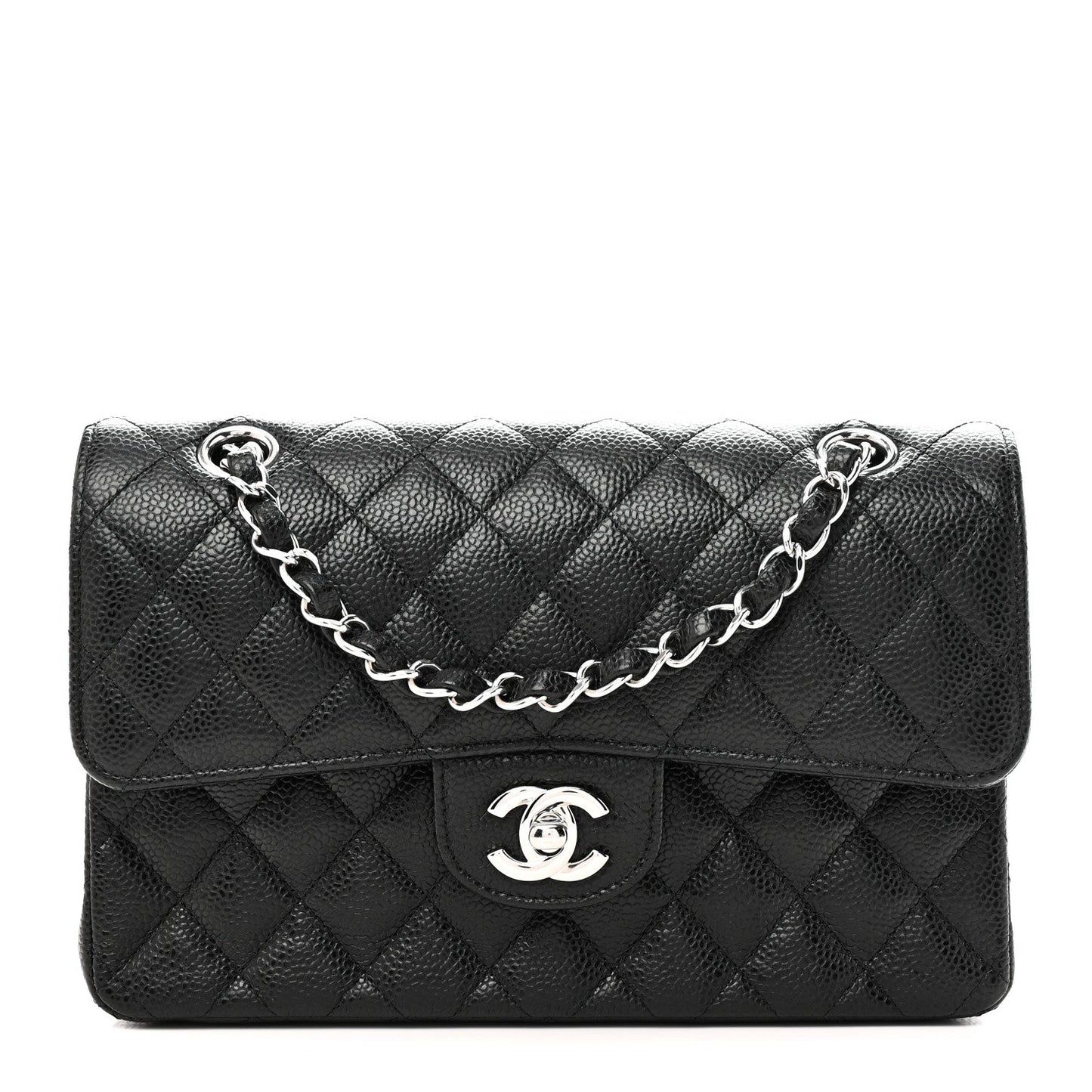 Caviar Quilted Small Double Flap Black