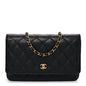 Caviar Quilted Wallet on Chain WOC Black