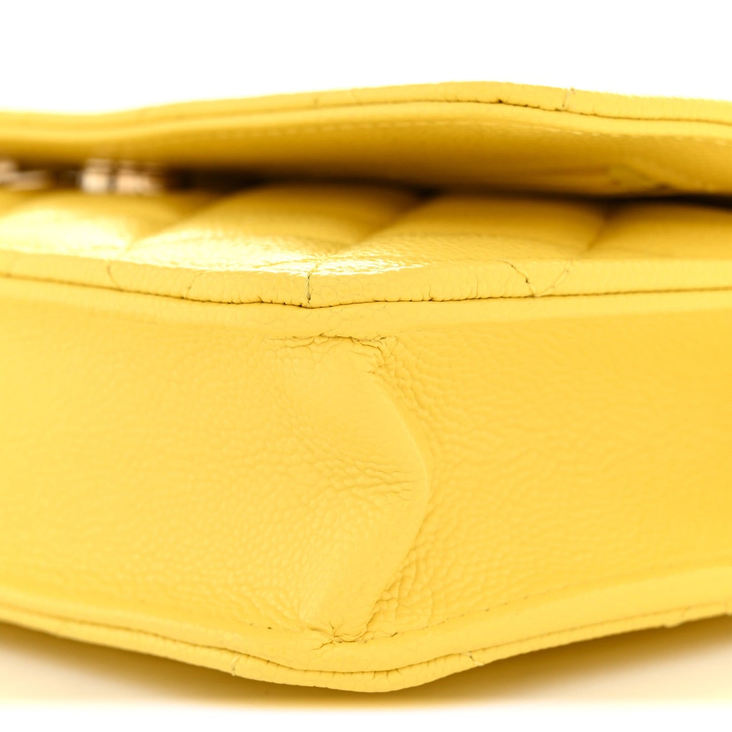 Caviar Quilted Wallet on Chain WOC Yellow