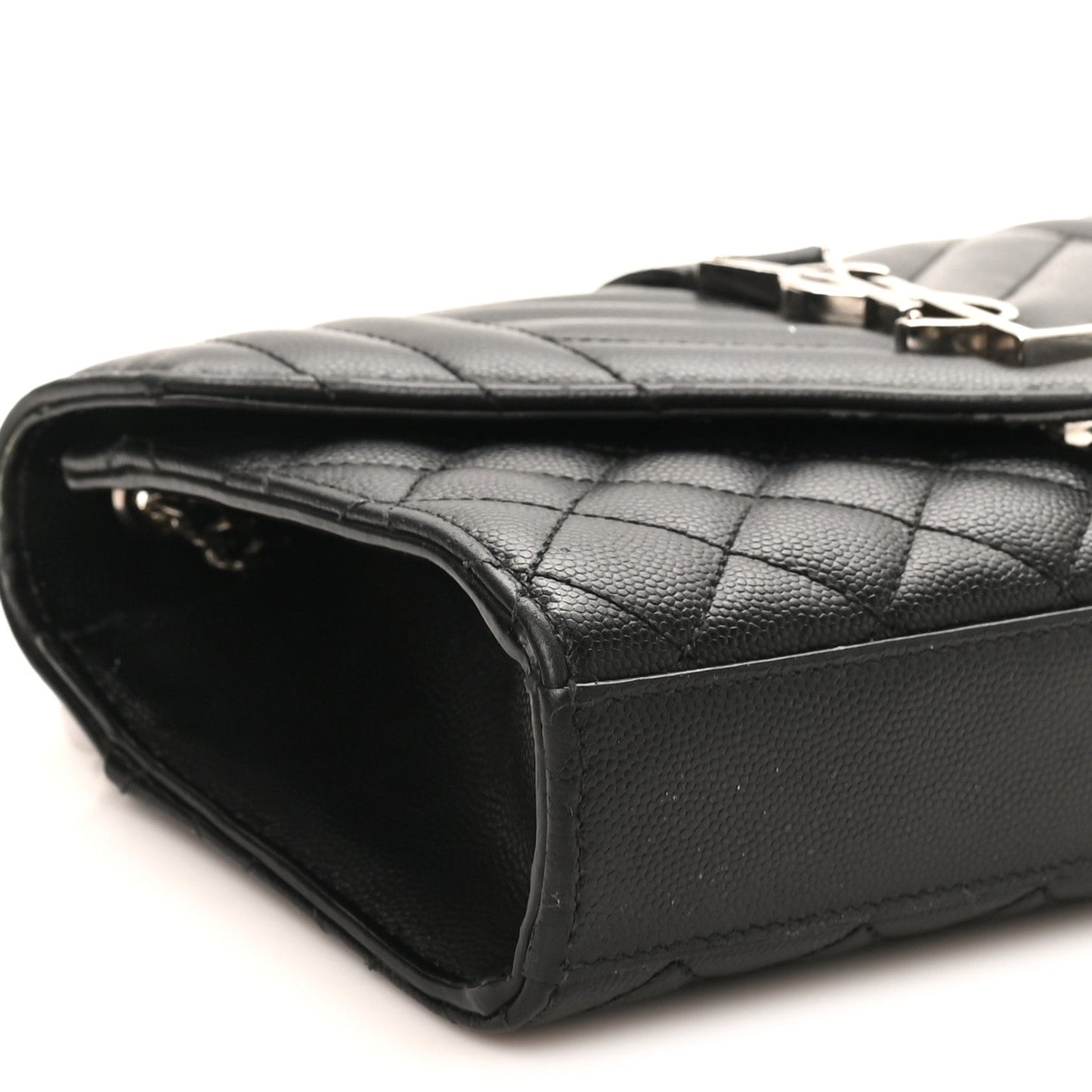 Grain De Poudre Textured Mixed Matelasse Triquilt Small Monogram Satchel Black