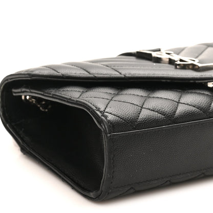 Grain De Poudre Textured Mixed Matelasse Triquilt Small Monogram Satchel Black