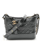 Metallic Aged Calfskin Chevron Quilted Small Gabrielle Hobo Dark Grey
