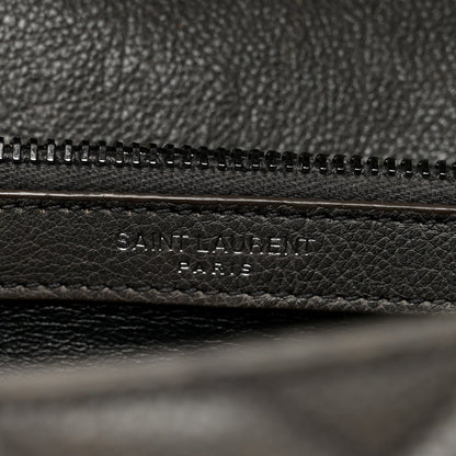 Sheepskin Matelasse Chevron Monogram Medium College Bag Asphalt