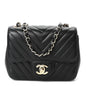 Lambskin Chevron Quilted Mini Square Flap Black