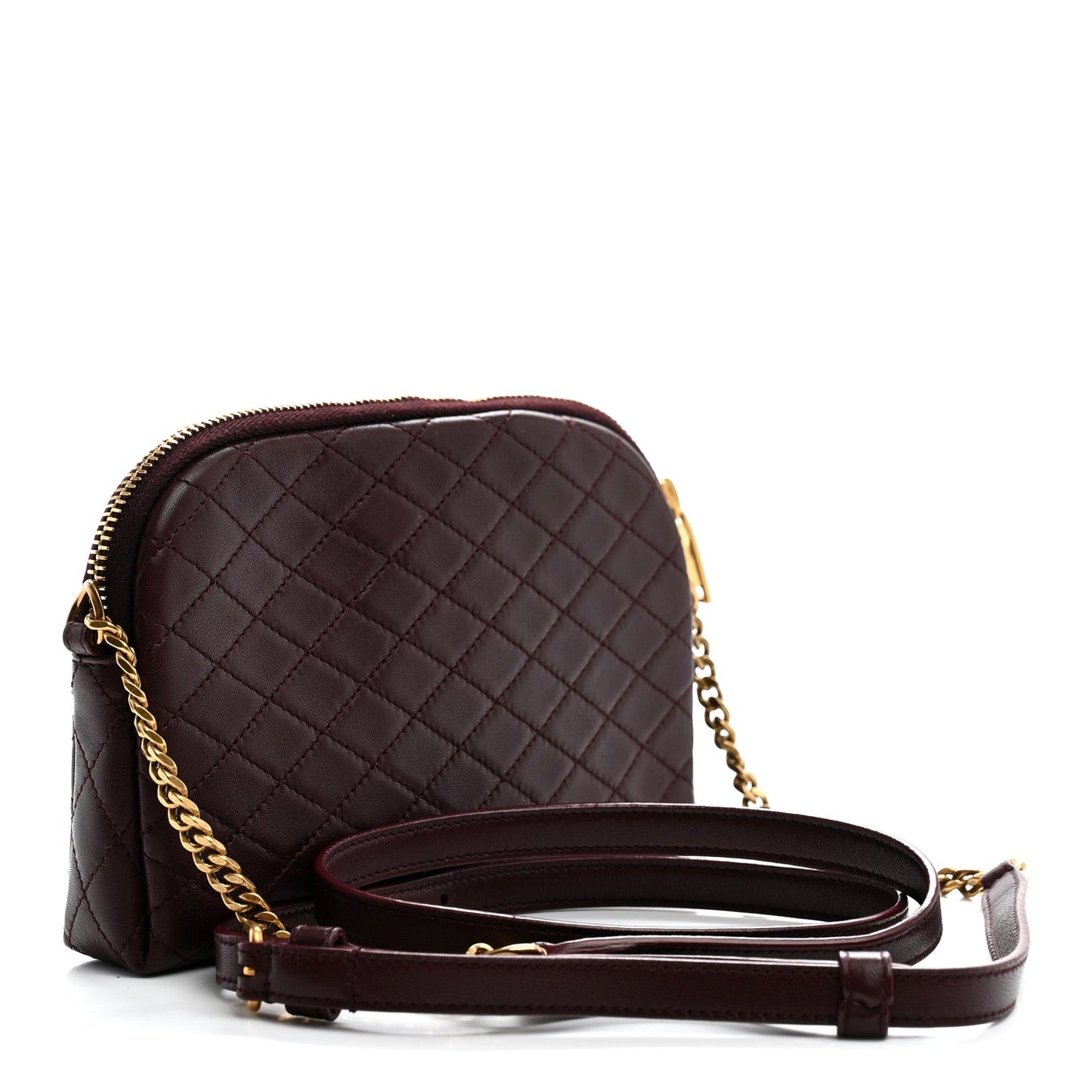 Lambskin Quilted Gaby Zipped Pouch Hot Wine