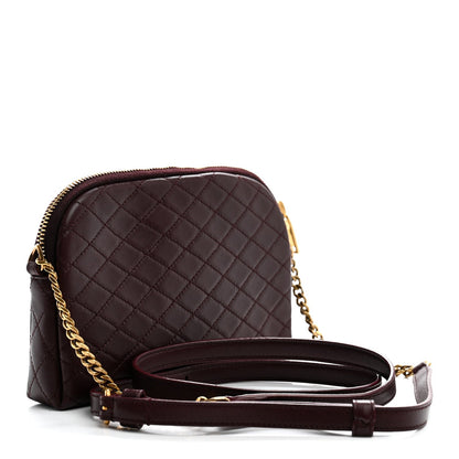 Lambskin Quilted Gaby Zipped Pouch Hot Wine