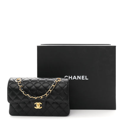 Caviar Quilted Small Double Flap Black