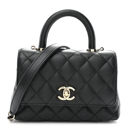 Caviar Quilted Extra Mini Coco Handle Flap Black
