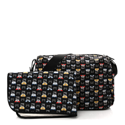 Nylon FF Monster Diaper Bag Black Multicolor
