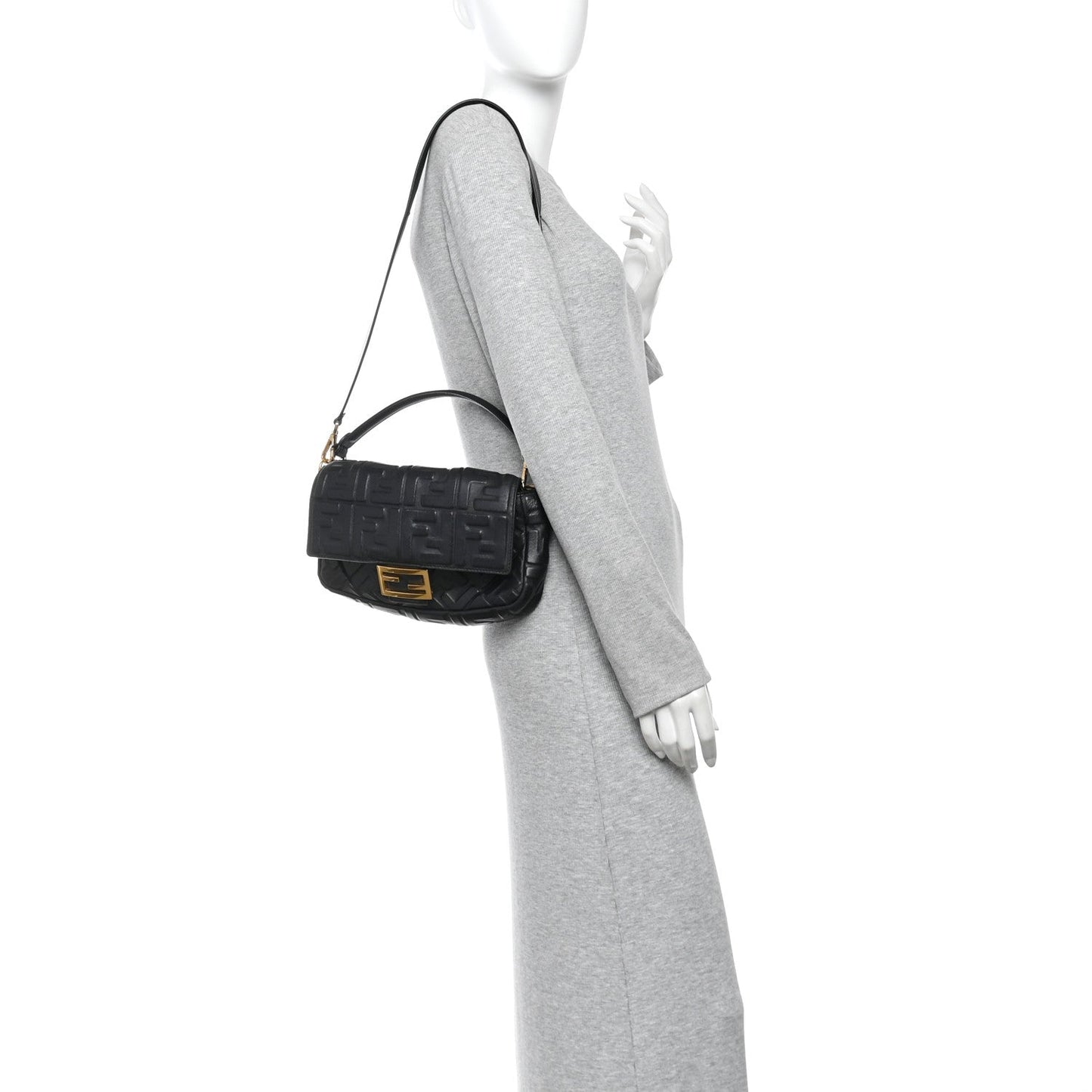 Nappa FF 1974 Embossed Baguette Black