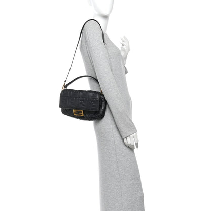 Nappa FF 1974 Embossed Baguette Black