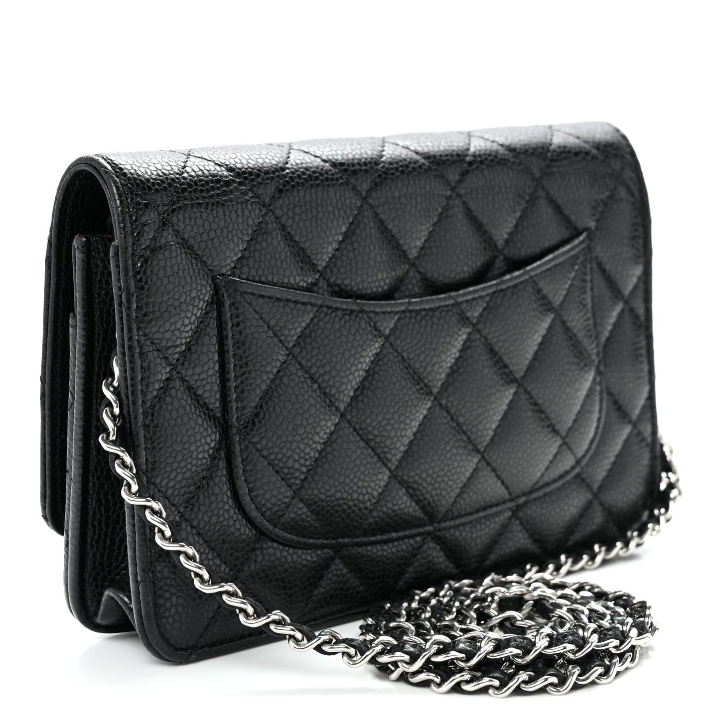 Caviar Quilted Wallet on Chain WOC Black