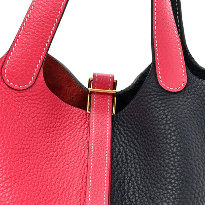 Taurillon Clemence Casaque Picotin Lock 18 PM Rose Extreme Bleu Nuit