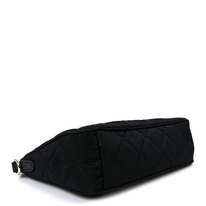 Nylon Tessuto Impuntu Quilted Crossbody Bag Black