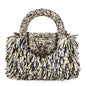 Raffia Fringe Nano Kelly Shopper Yellow Black White