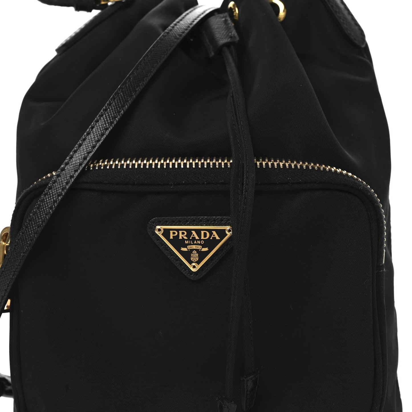Saffiano Tessuto Nylon Mini Bucket Crossbody Bag Black