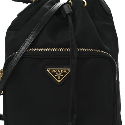 Saffiano Tessuto Nylon Mini Bucket Crossbody Bag Black