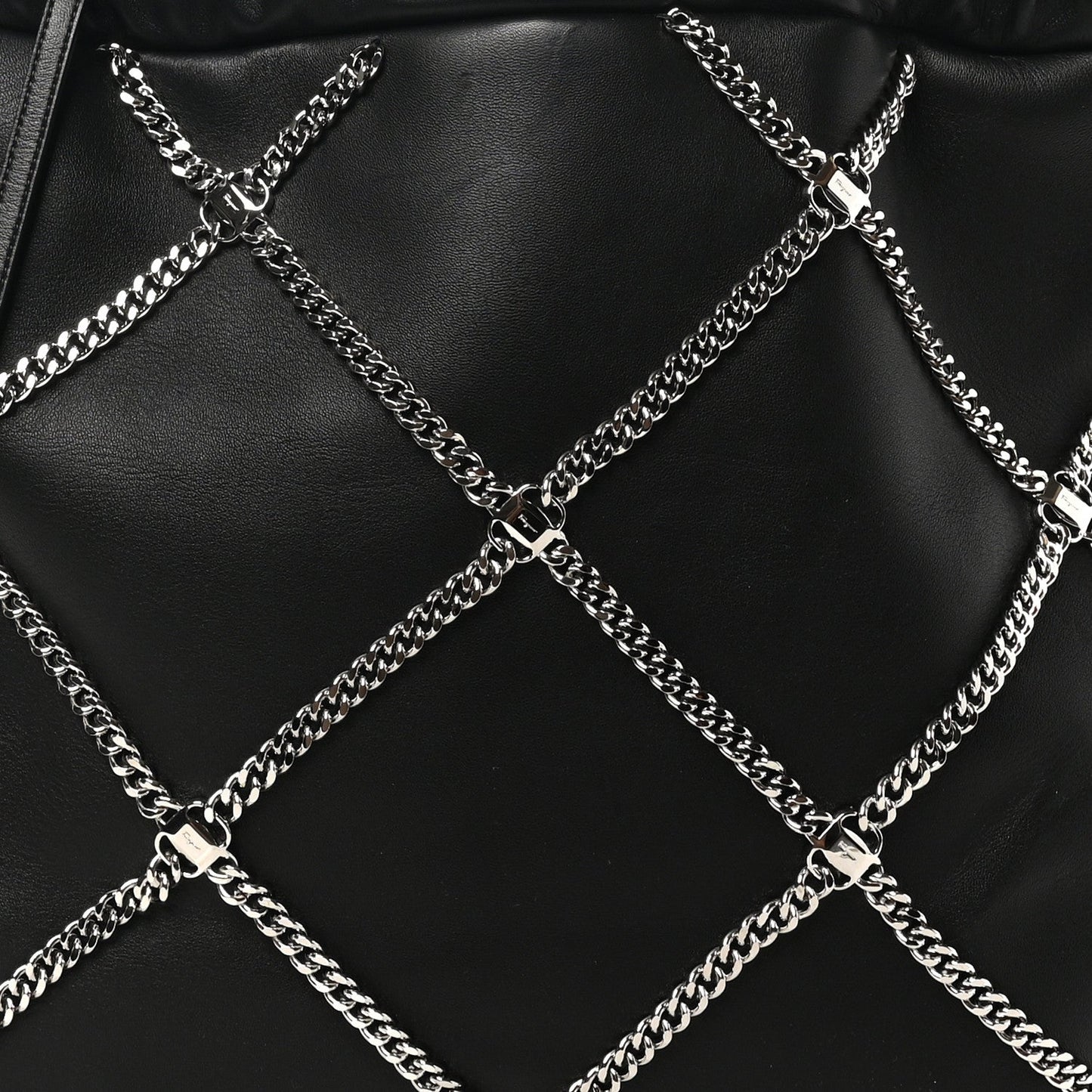 Nappa Chain Drawstring Shoulder Bag Black