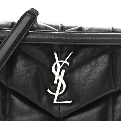 Lambskin Quilted Small Loulou Puffer Monogram Chain Satchel Black