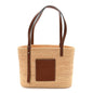 Raffia Small Square Basket Tote Bag Natural Tan
