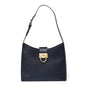 Hammered Calfskin Trifolio Shoulder Bag Navy