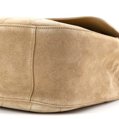 Suede Calfskin Small Souplissimo Maxi Flap Dark Beige
