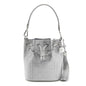 Satin Crystal Embellished Medium Piper Bucket  Silver Rhine
