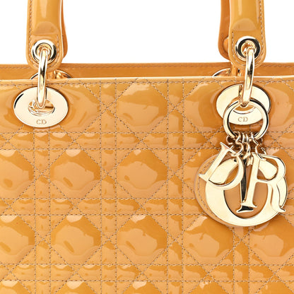 Patent Cannage Medium Lady Dior Dark Beige