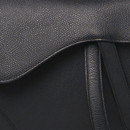Grained Calfskin Saddle Bag Black