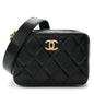 Caviar Quilted Twist Your Buttons Clutch With Chain Black