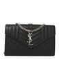Grain De Poudre Mixed Matelasse Triquilt Monogram Chain Wallet Black