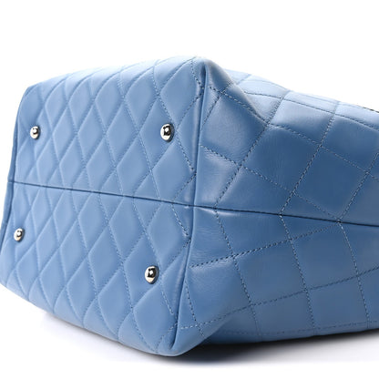 Calfskin Perforated Up In The Air North South Tote Blue