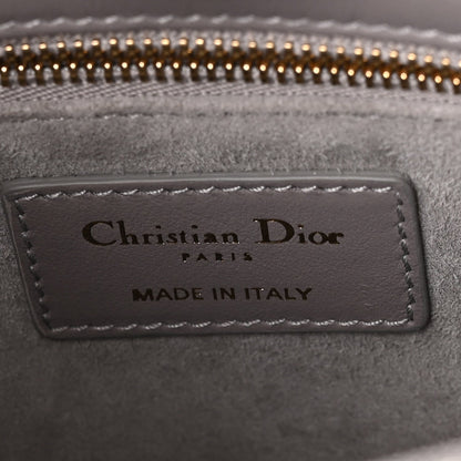 Calfskin Satin Celestial Bead Embroidery Embroidered Small Lady Dior Grey Multicolor