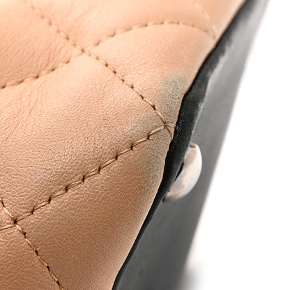 Calfskin Quilted Medium Cambon Tote Beige Black