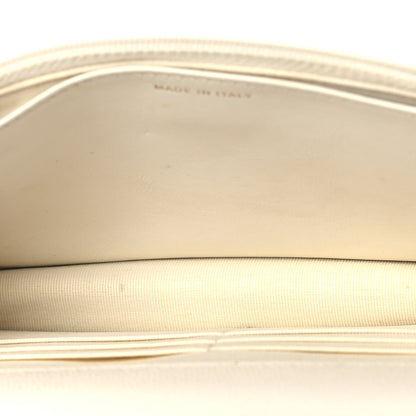 Shiny Caviar Quilted Flap Charm Wallet On Chain WOC White
