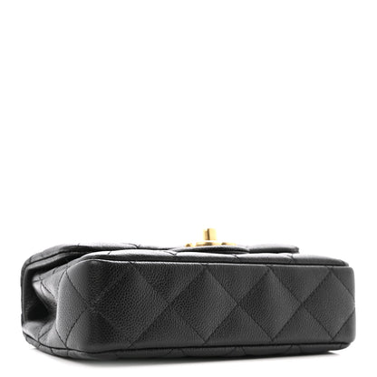 Caviar Quilted Mini Sweetheart Rectangular Flap Black