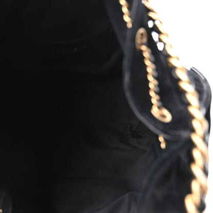 Suede Quilted Medium Chanel 25 Handbag Black