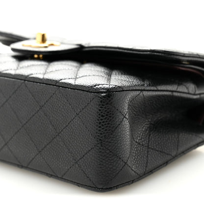 Caviar Quilted Small Double Flap Black