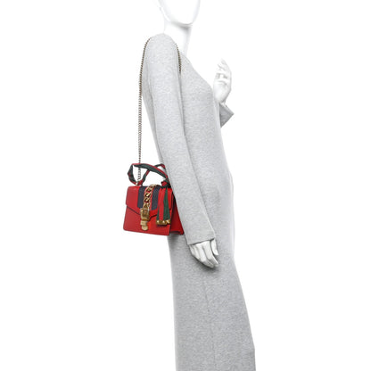 Calfskin Mini Sylvie Chain Shoulder Bag Hibiscus Red