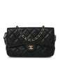 Caviar Quilted Flap Phone Holder With Chain Black
