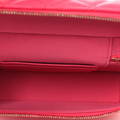 Caviar Quilted Top Handle Slim Vanity With Chain Fuchsia