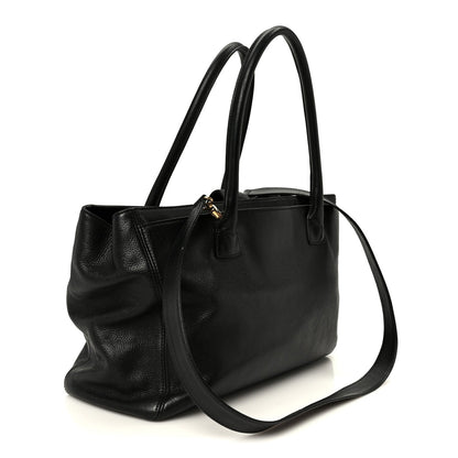 Calfskin Cerf Executive Shopper Tote Black