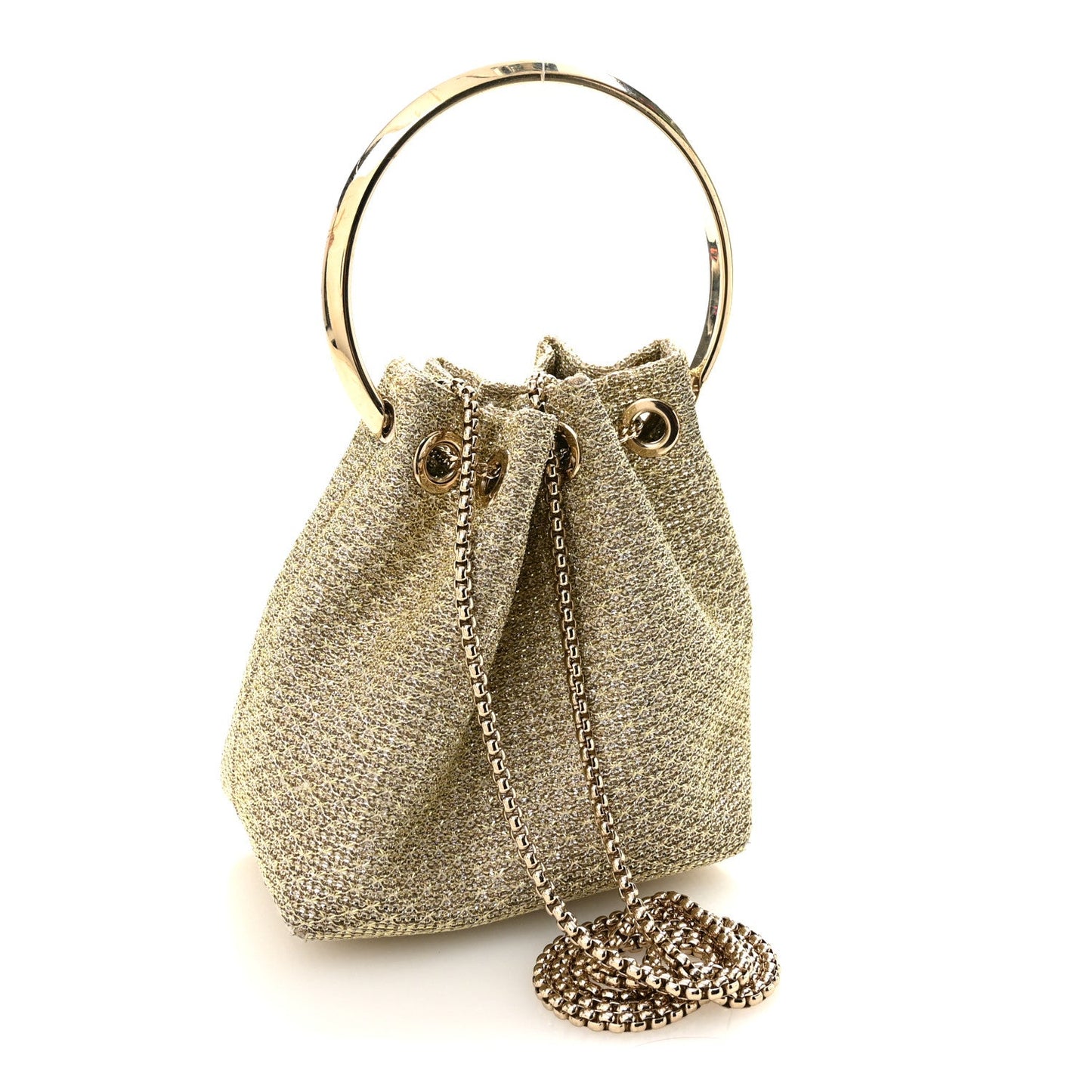 Metallic Woven Bon Bon Bag Champagne